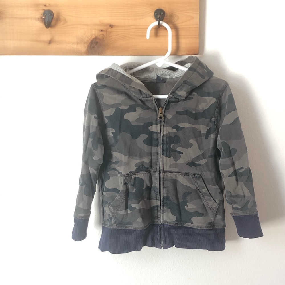 BabyGAP Camo Zip Up Hooded Sweatshirt Waffle Knit Lined Size 4T